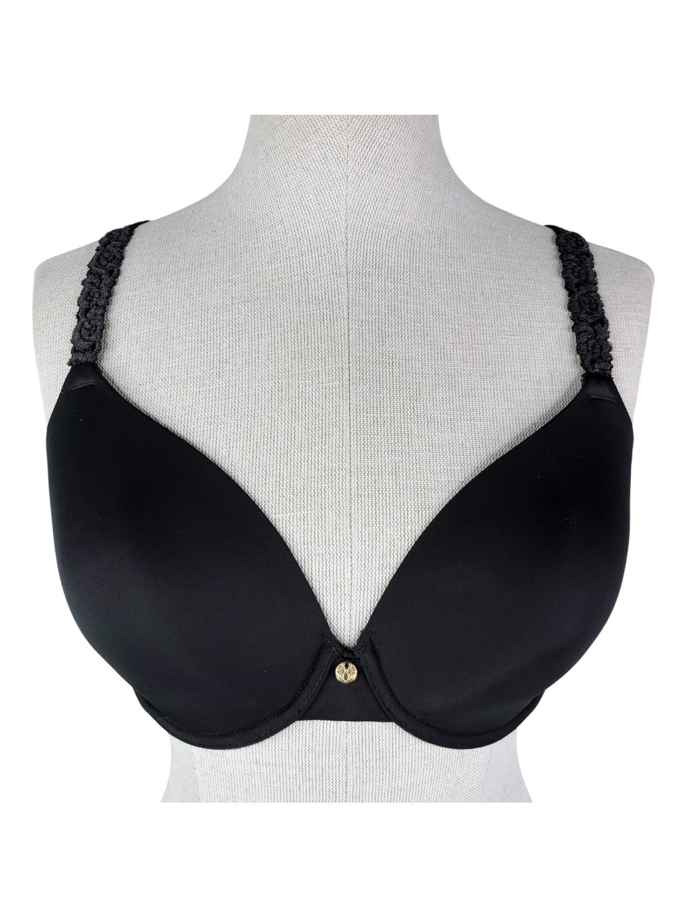 Natori Rose Dream Custom Coverage Underwire Bra sz 32DD * Black T-Shirt Bra
